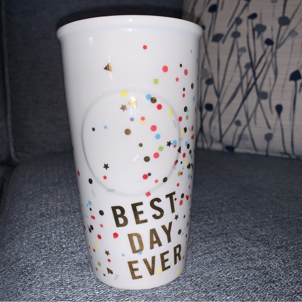 Starbucks Best Day Ever Confetti Ceramic Travel Cup Collectible // NO LID